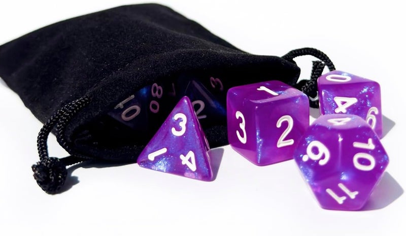 vvpesca Purple DND Dice Set of 7 – Polyhedral Dice Set for TTRPGs,Dungeons and Dragons,Role Playing Games and Other Table Games– D20 System Dice (Sequin Purple) - Image 4